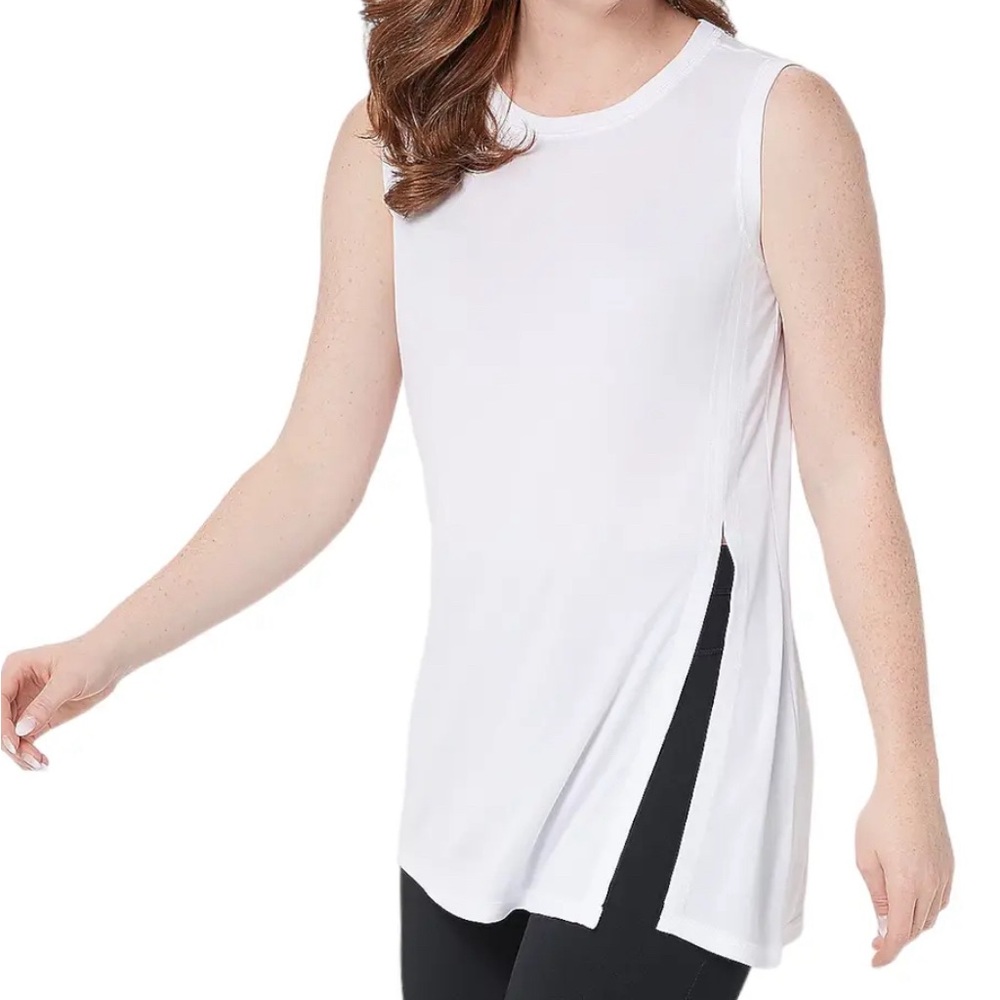 Zuda Z-Luxe Asymmetrical Tank Top Size XS White Sleeveless Activewear NWT